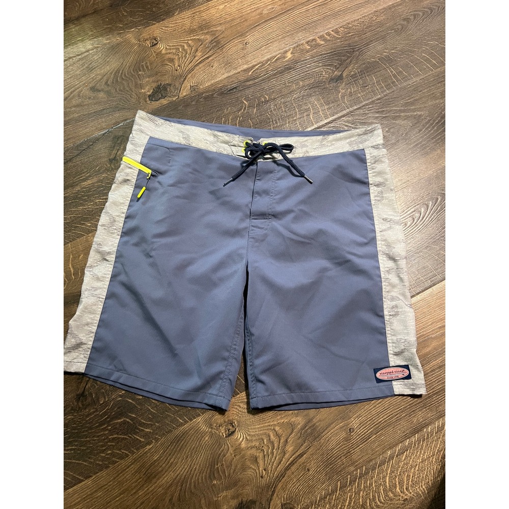 Vineyard Vines Mens Board Shorts Blue Gray Swim Trunks Size 36 Colorblock Surf - Picture 1 of 3